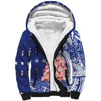 Northern Mariana Islands Christmas Sherpa Hoodie Seashell Xmas Tree Tribal Waves - Polynesian Pride