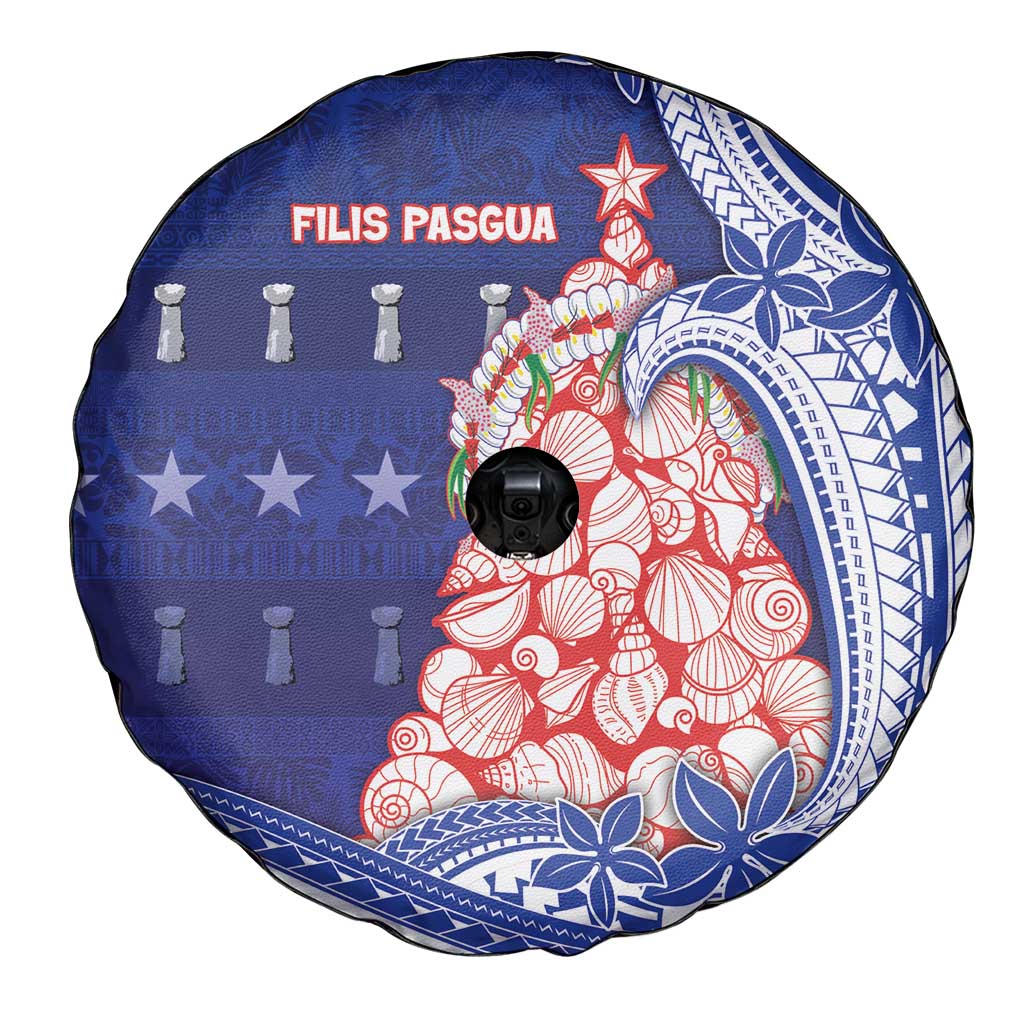 Northern Mariana Islands Christmas Spare Tire Cover Seashell Xmas Tree Tribal Waves - Polynesian Pride