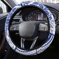 Northern Mariana Islands Christmas Steering Wheel Cover Seashell Xmas Tree Tribal Waves - Polynesian Pride