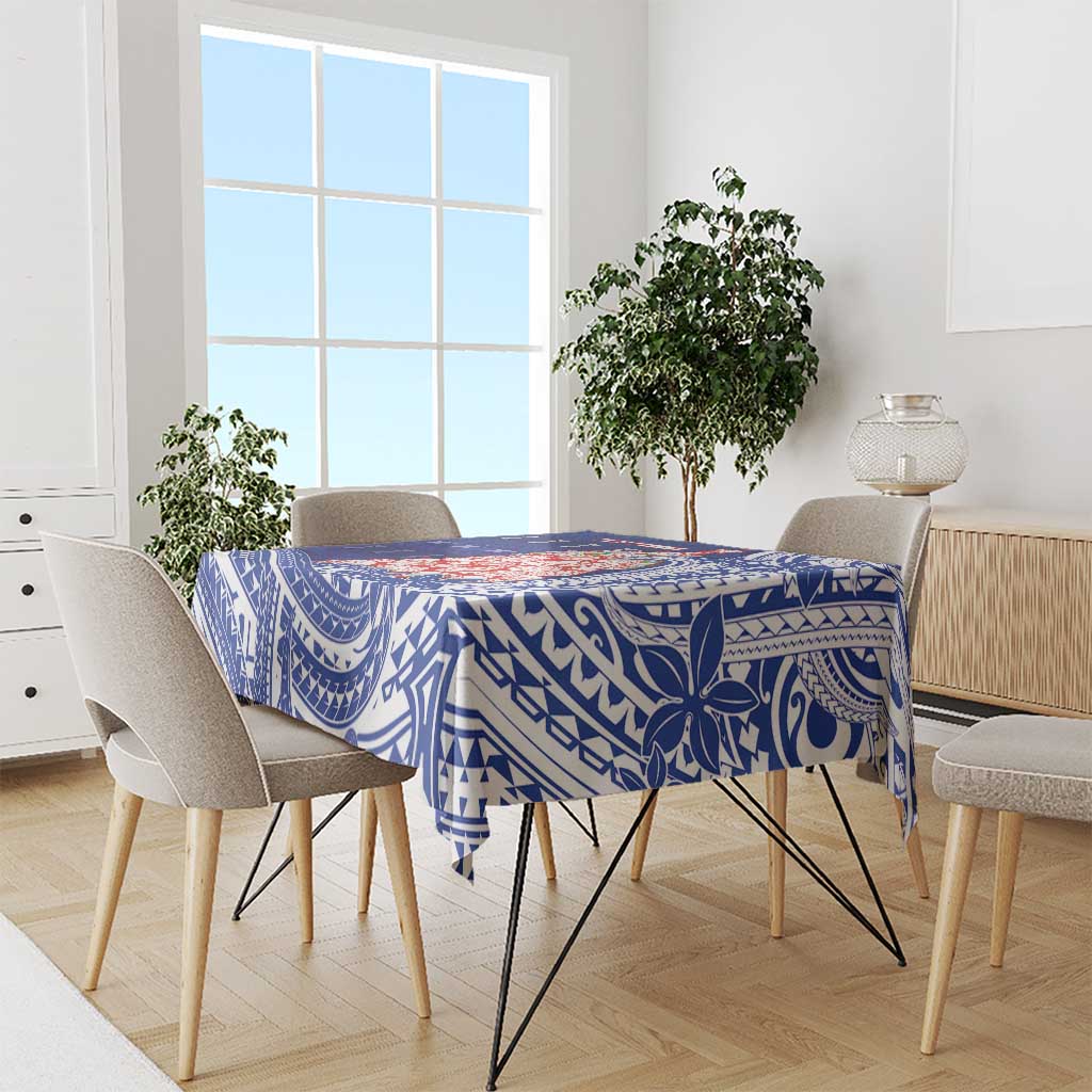 Northern Mariana Islands Christmas Tablecloth Seashell Xmas Tree Tribal Waves - Polynesian Pride