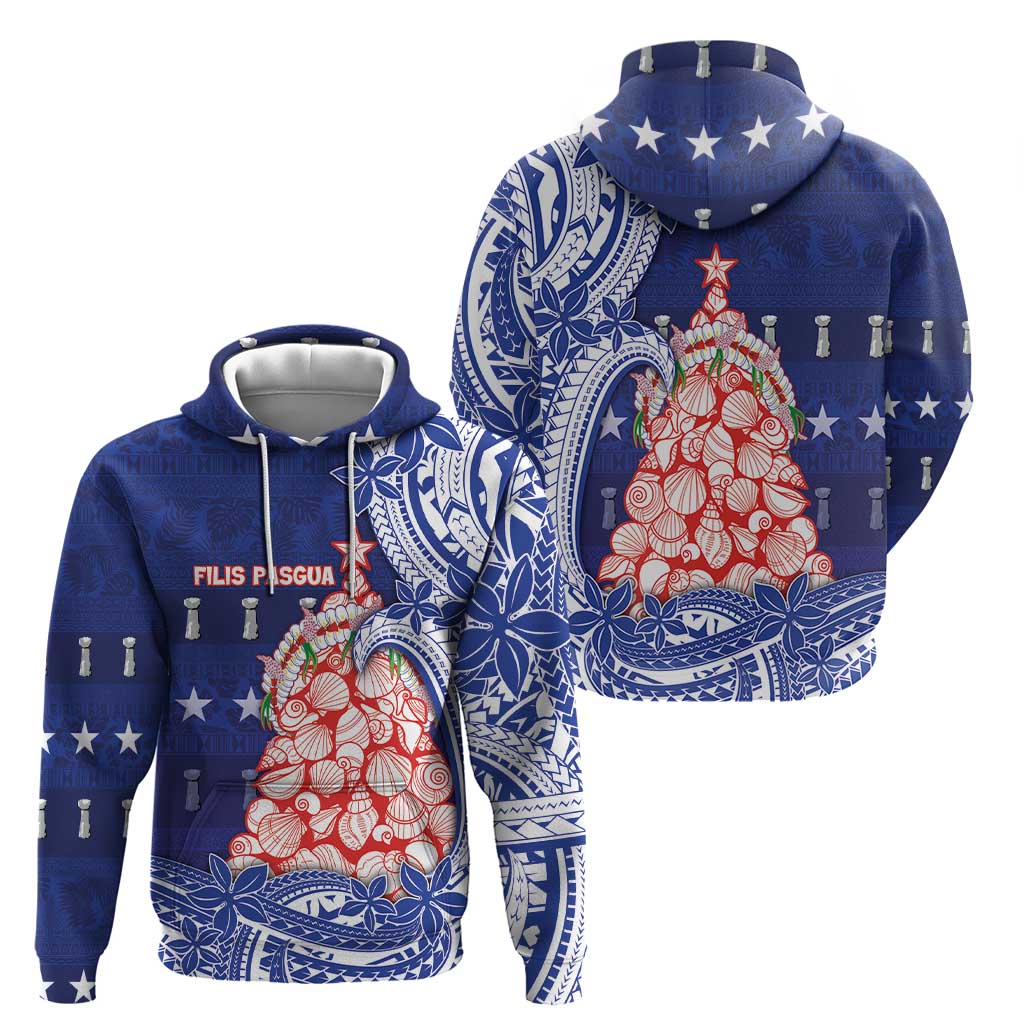 Northern Mariana Islands Christmas Zip Hoodie Seashell Xmas Tree Tribal Waves - Polynesian Pride
