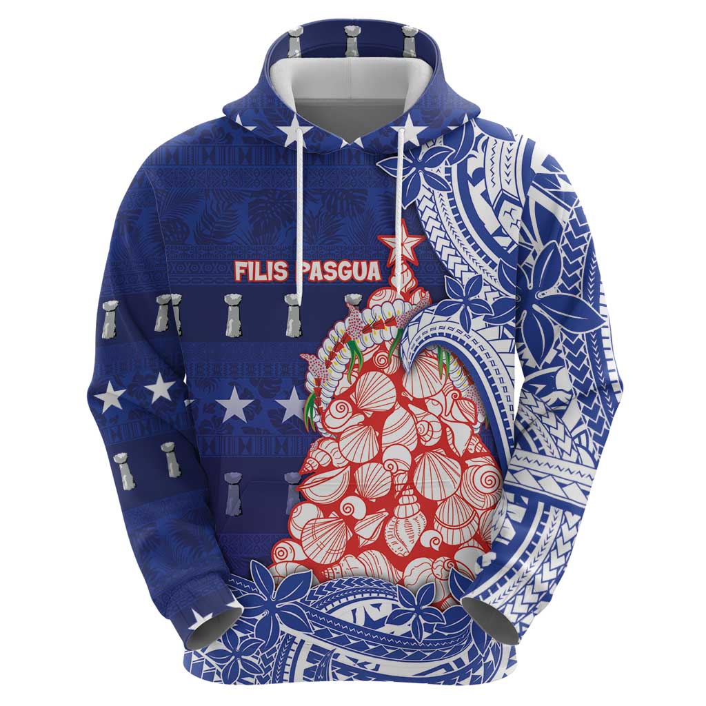 Northern Mariana Islands Christmas Zip Hoodie Seashell Xmas Tree Tribal Waves - Polynesian Pride
