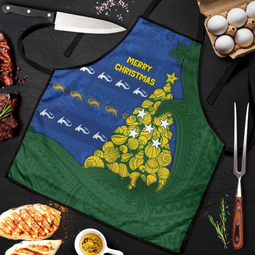 Solomon Islands Christmas Apron Seashell Xmas Tree Tribal Waves - Polynesian Pride