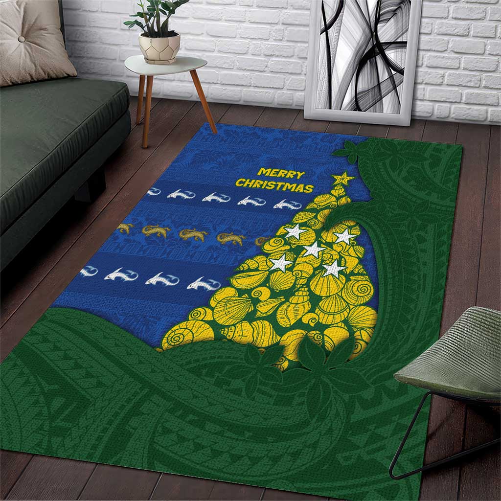 Solomon Islands Christmas Area Rug Seashell Xmas Tree Tribal Waves - Polynesian Pride