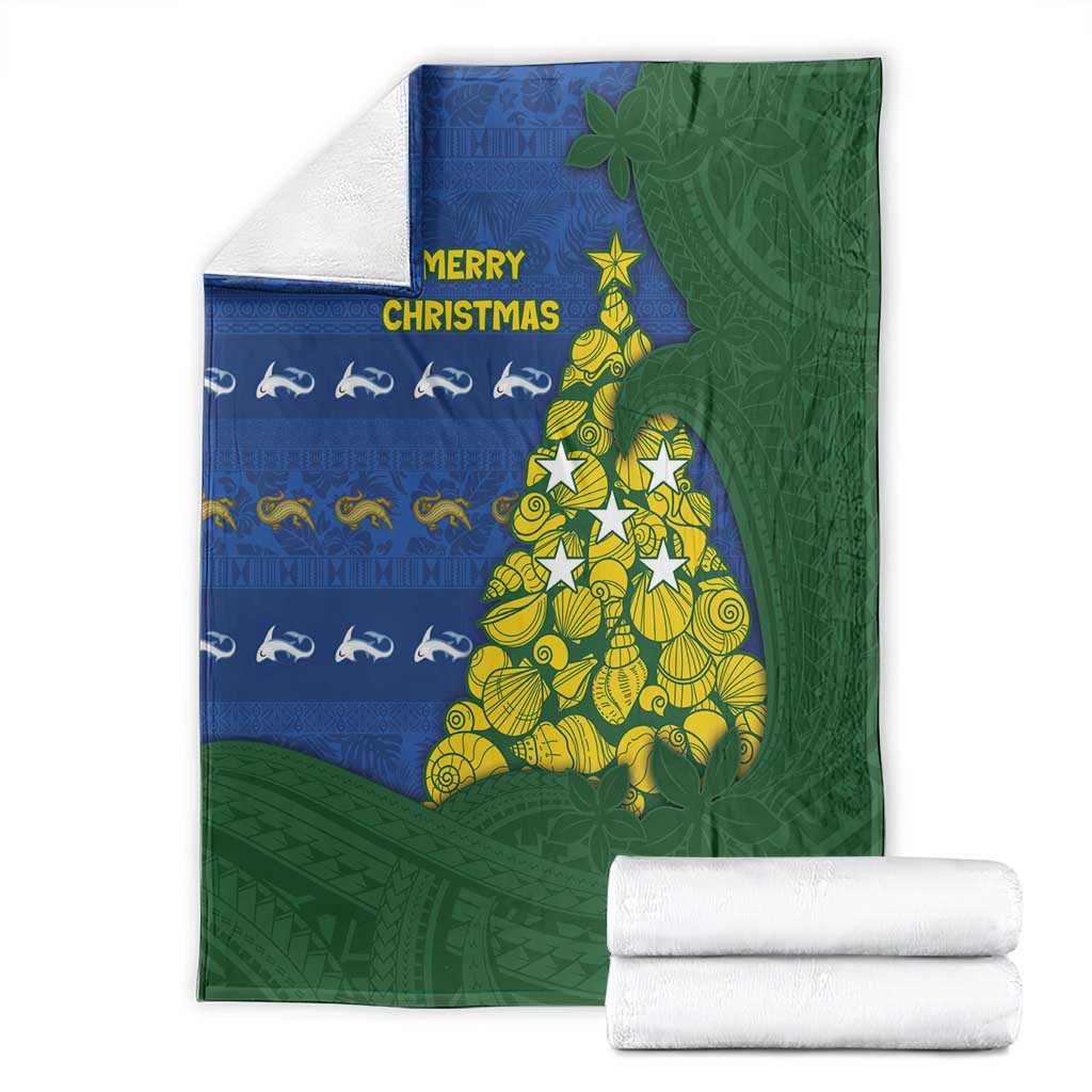 Solomon Islands Christmas Blanket Seashell Xmas Tree Tribal Waves - Polynesian Pride