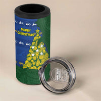 Solomon Islands Christmas 4 in 1 Can Cooler Tumbler Seashell Xmas Tree Tribal Waves - Polynesian Pride