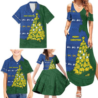 Solomon Islands Christmas Family Matching Summer Maxi Dress and Hawaiian Shirt Seashell Xmas Tree Tribal Waves - Polynesian Pride