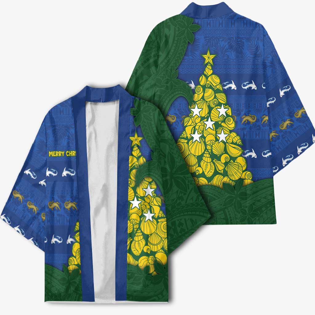 Solomon Islands Christmas Kimono Seashell Xmas Tree Tribal Waves - Polynesian Pride