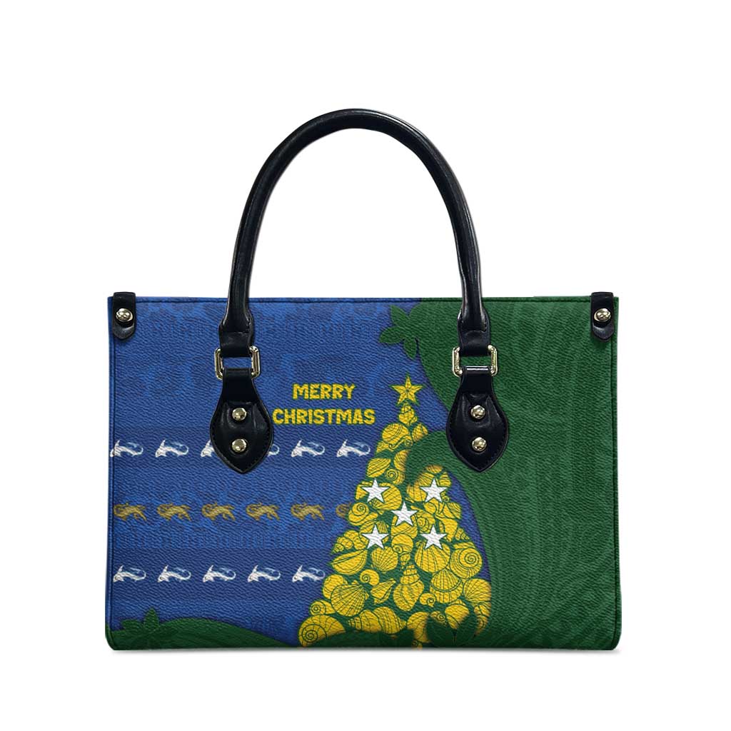 Solomon Islands Christmas Leather Bag Seashell Xmas Tree Tribal Waves - Polynesian Pride