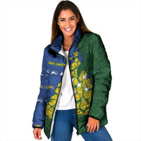 Solomon Islands Christmas Padded Jacket Seashell Xmas Tree Tribal Waves - Polynesian Pride