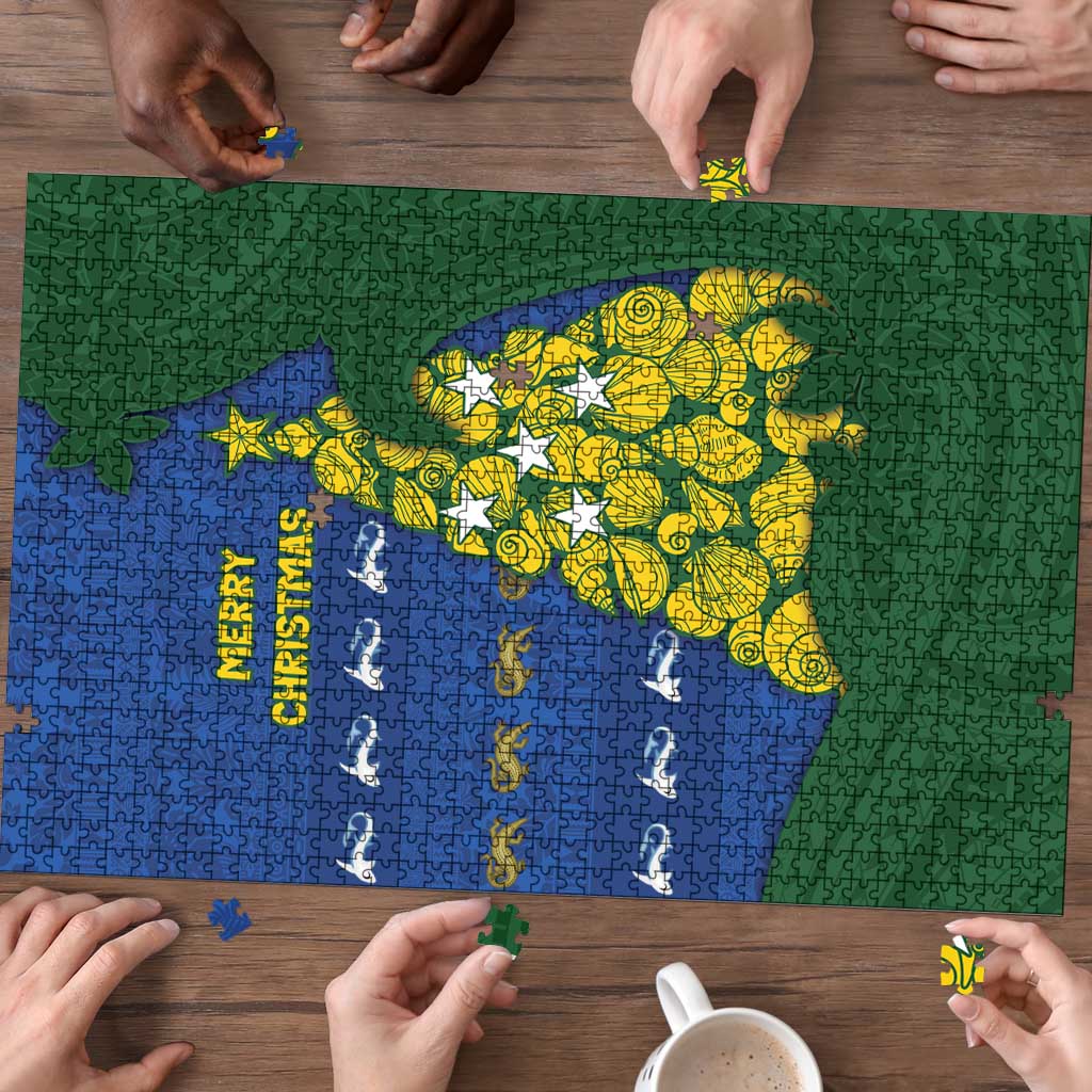 Solomon Islands Christmas Puzzle Seashell Xmas Tree Tribal Waves - Polynesian Pride