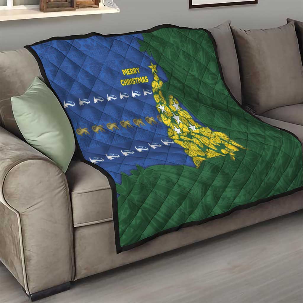 Solomon Islands Christmas Quilt Seashell Xmas Tree Tribal Waves - Polynesian Pride
