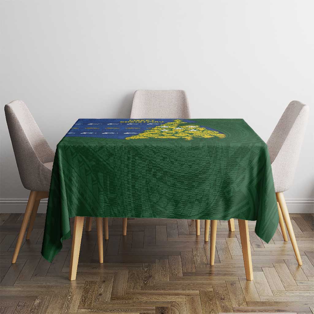 Solomon Islands Christmas Tablecloth Seashell Xmas Tree Tribal Waves - Polynesian Pride