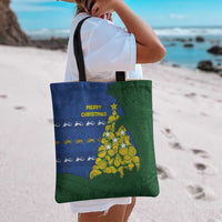 Solomon Islands Christmas Tote Bag Seashell Xmas Tree Tribal Waves - Polynesian Pride
