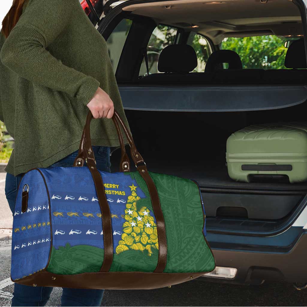 Solomon Islands Christmas Travel Bag Seashell Xmas Tree Tribal Waves - Polynesian Pride