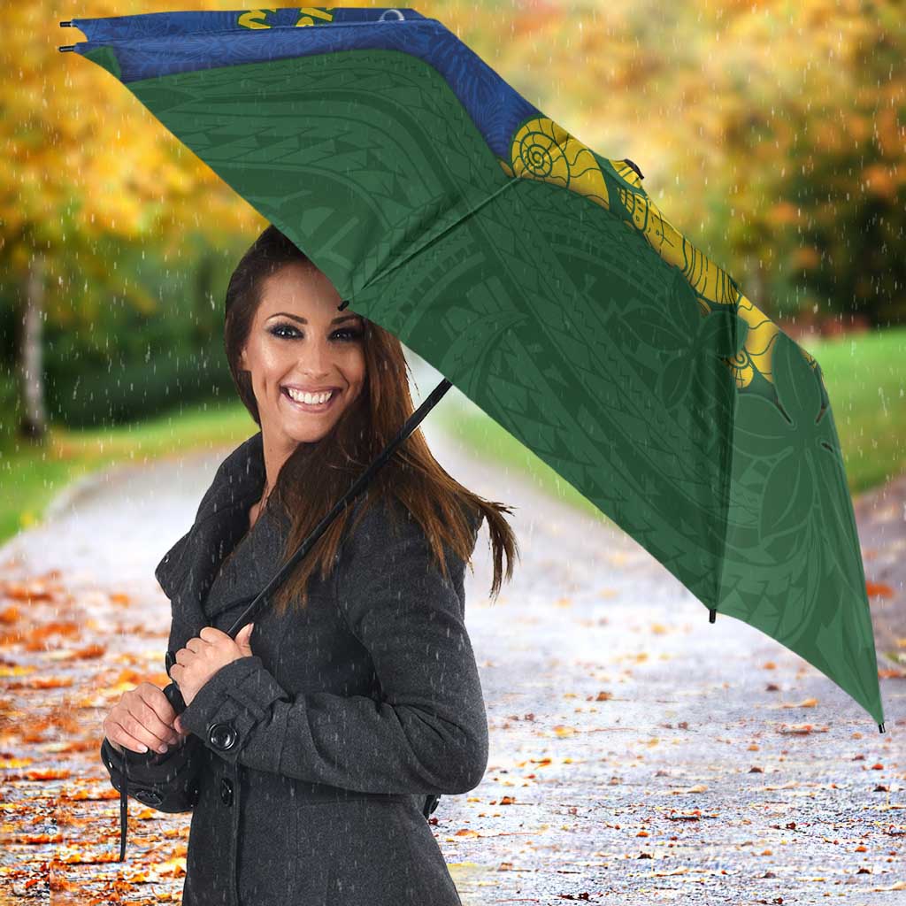 Solomon Islands Christmas Umbrella Seashell Xmas Tree Tribal Waves - Polynesian Pride