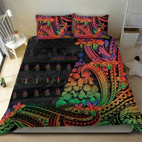 New Caledonia Christmas Bedding Set Seashell Xmas Tree Tribal Waves - Polynesian Pride