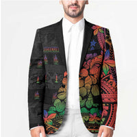 New Caledonia Christmas Blazer Seashell Xmas Tree Tribal Waves - Polynesian Pride