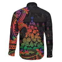 New Caledonia Christmas Family Matching Long Sleeve Bodycon Dress and Hawaiian Shirt Seashell Xmas Tree Tribal Waves - Polynesian Pride