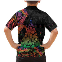 New Caledonia Christmas Family Matching Mermaid Dress and Hawaiian Shirt Seashell Xmas Tree Tribal Waves - Polynesian Pride