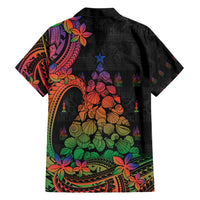 New Caledonia Christmas Family Matching Short Sleeve Bodycon Dress and Hawaiian Shirt Seashell Xmas Tree Tribal Waves - Polynesian Pride