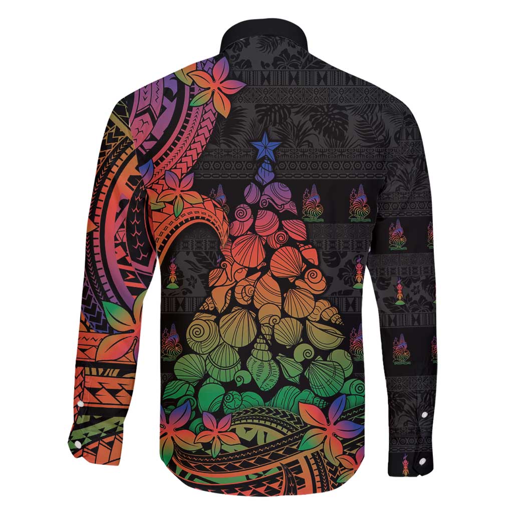 New Caledonia Christmas Family Matching Tank Maxi Dress and Hawaiian Shirt Seashell Xmas Tree Tribal Waves - Polynesian Pride