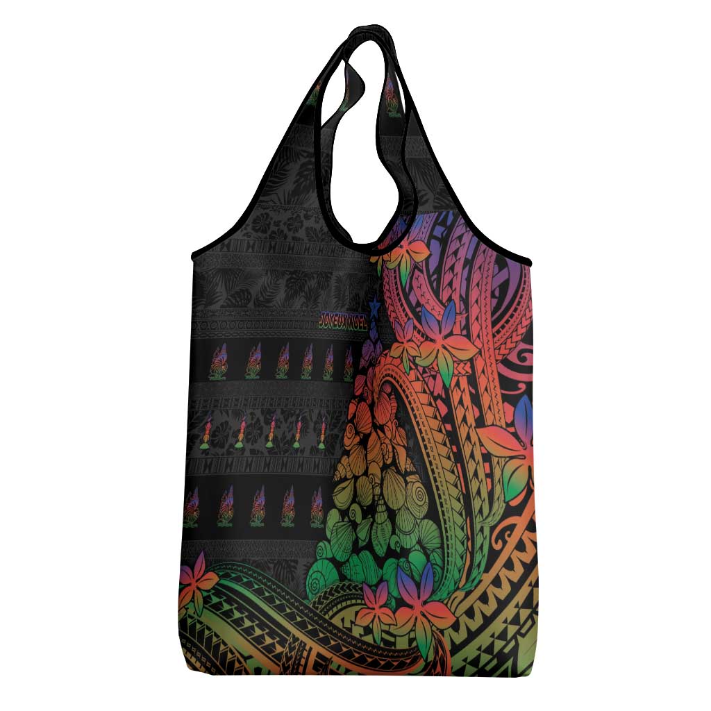 New Caledonia Christmas Grocery Bag Seashell Xmas Tree Tribal Waves - Polynesian Pride