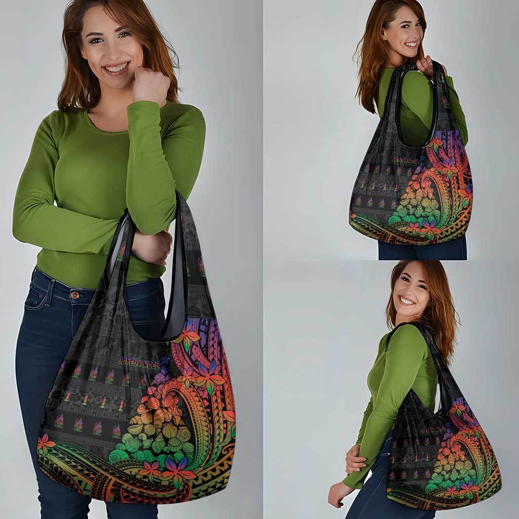 New Caledonia Christmas Grocery Bag Seashell Xmas Tree Tribal Waves - Polynesian Pride