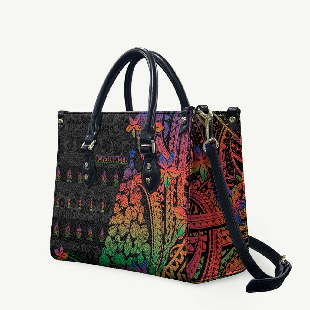 New Caledonia Christmas Leather Bag Seashell Xmas Tree Tribal Waves - Polynesian Pride