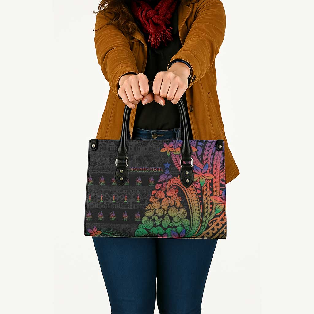 New Caledonia Christmas Leather Bag Seashell Xmas Tree Tribal Waves - Polynesian Pride