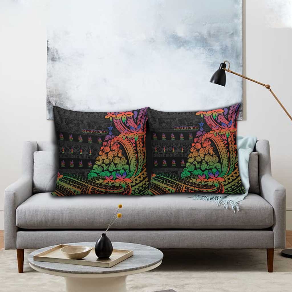 New Caledonia Christmas Pillow Cover Seashell Xmas Tree Tribal Waves - Polynesian Pride