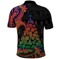 New Caledonia Christmas Polo Shirt Seashell Xmas Tree Tribal Waves - Polynesian Pride