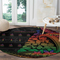 New Caledonia Christmas Round Carpet Seashell Xmas Tree Tribal Waves - Polynesian Pride