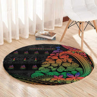 New Caledonia Christmas Round Carpet Seashell Xmas Tree Tribal Waves - Polynesian Pride