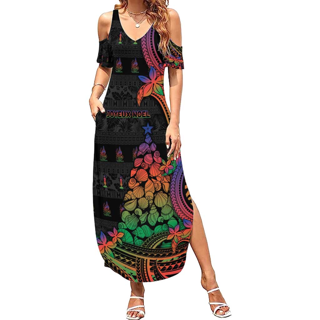 New Caledonia Christmas Summer Maxi Dress Seashell Xmas Tree Tribal Waves - Polynesian Pride