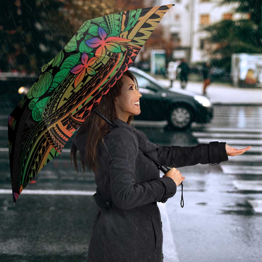 New Caledonia Christmas Umbrella Seashell Xmas Tree Tribal Waves - Polynesian Pride