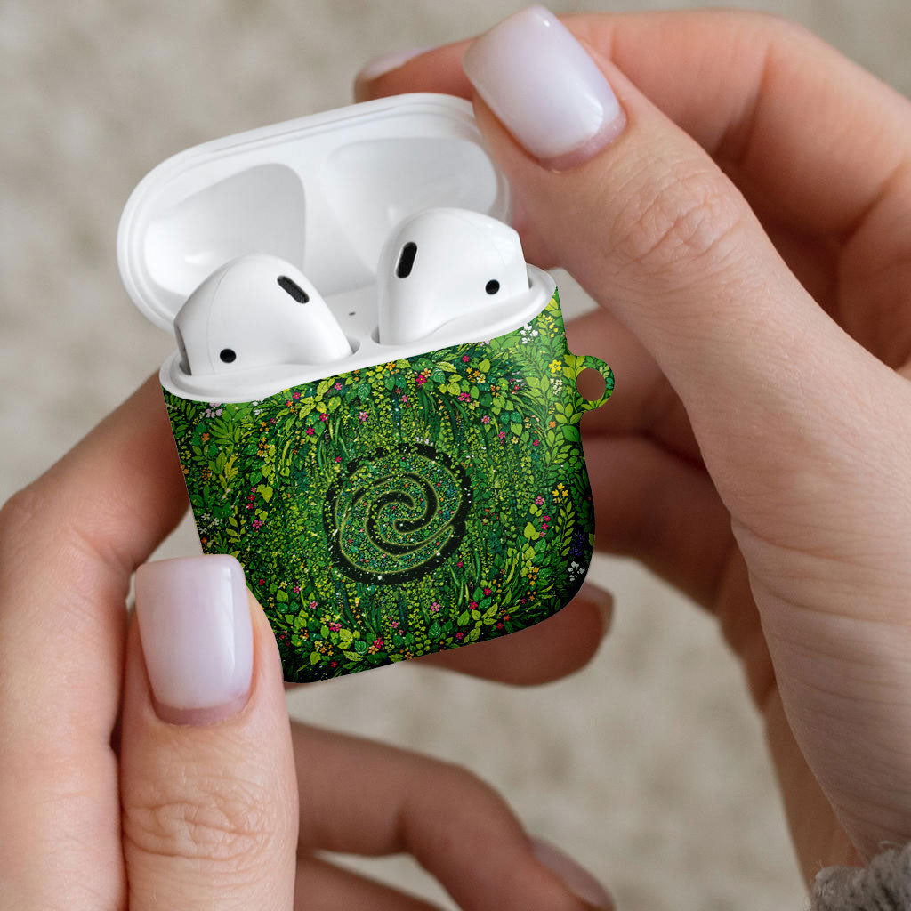 Polynesia Mother Nature AirPods Case Glowing Heart Spiral Tropical Vine Floral