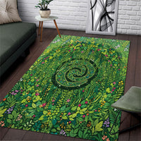 Polynesia Mother Nature Area Rug Glowing Heart Spiral Tropical Vine Floral