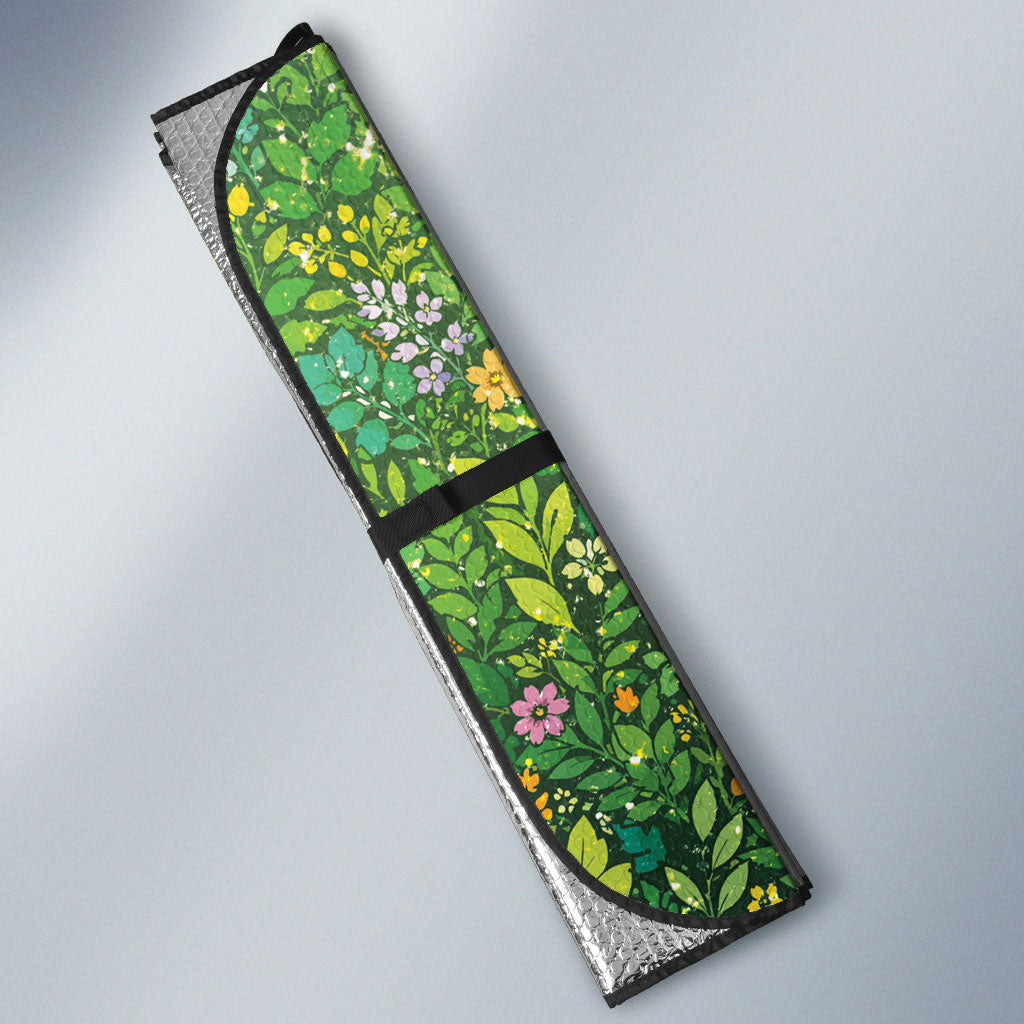 Polynesia Mother Nature Auto Sun Shade Glowing Heart Spiral Tropical Vine Floral