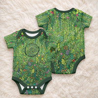 Polynesia Mother Nature Baby Onesie Glowing Heart Spiral Tropical Vine Floral