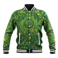 Polynesia Mother Nature Baseball Jacket Glowing Heart Spiral Tropical Vine Floral