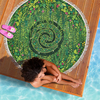 Polynesia Mother Nature Beach Blanket Glowing Heart Spiral Tropical Vine Floral