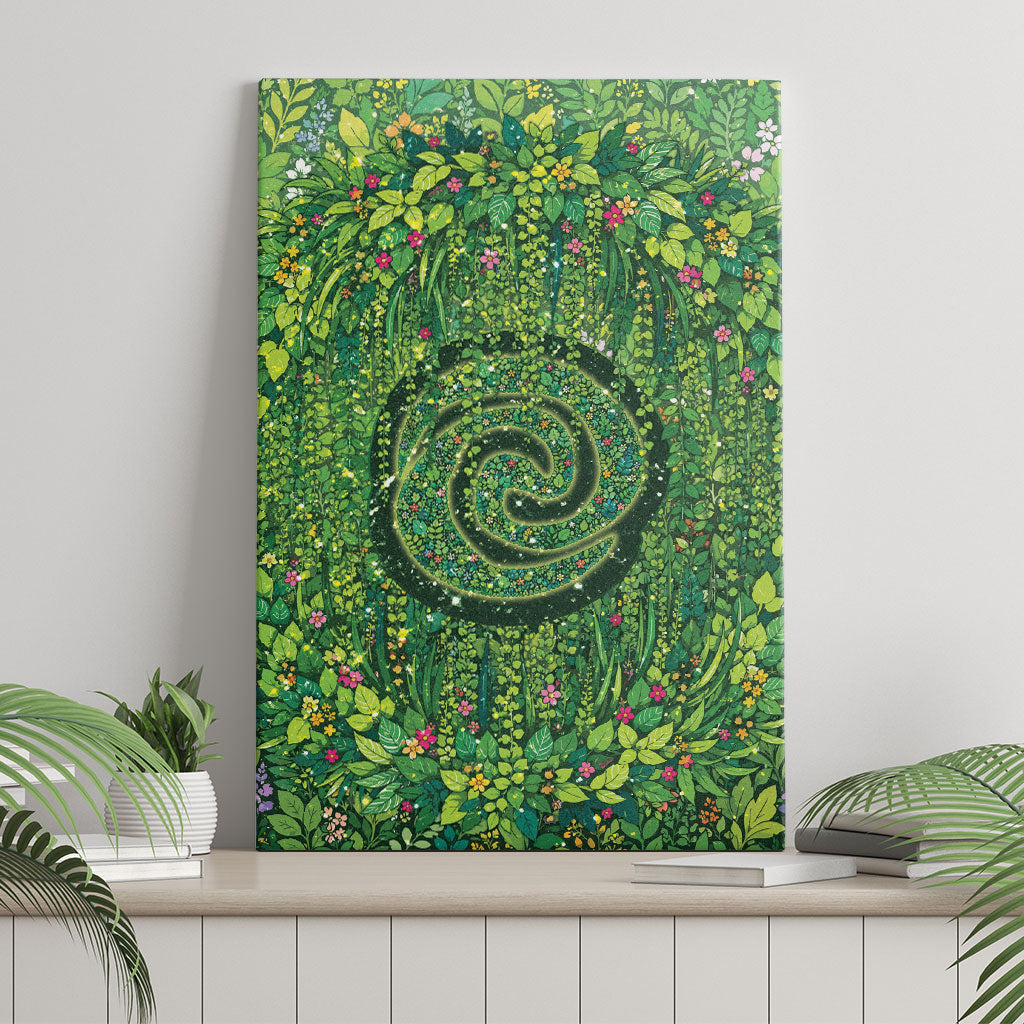 Polynesia Mother Nature Canvas Wall Art Glowing Heart Spiral Tropical Vine Floral