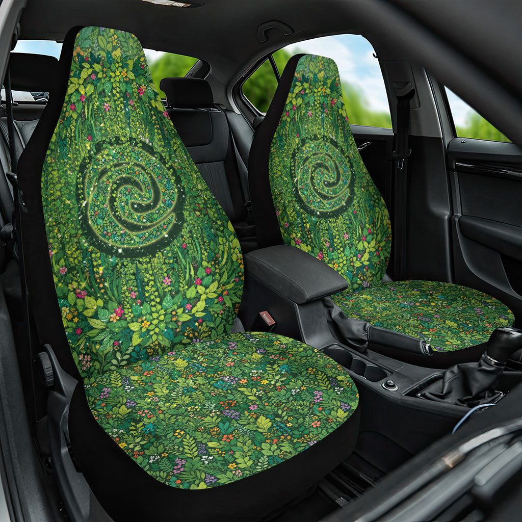 Polynesia Mother Nature Car Seat Cover Glowing Heart Spiral Tropical Vine Floral