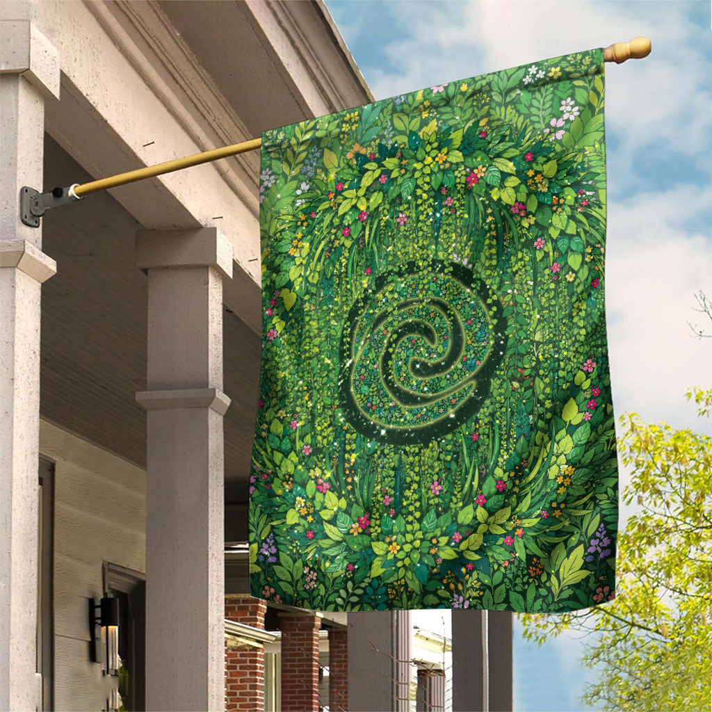 Polynesia Mother Nature Garden Flag Glowing Heart Spiral Tropical Vine Floral