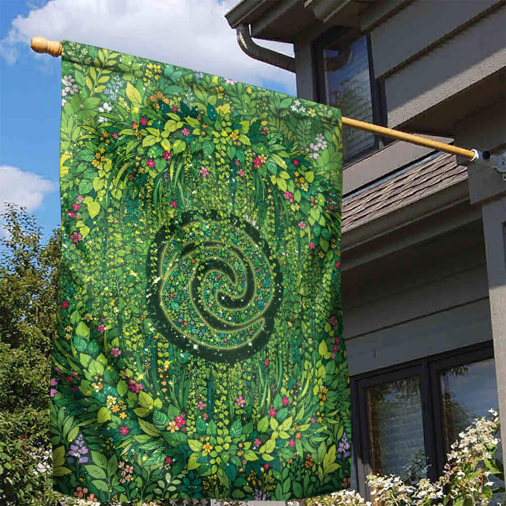 Polynesia Mother Nature Garden Flag Glowing Heart Spiral Tropical Vine Floral