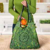 Polynesia Mother Nature Grocery Bag Glowing Heart Spiral Tropical Vine Floral