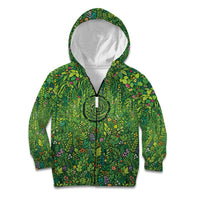 Polynesia Mother Nature Kid Hoodie Glowing Heart Spiral Tropical Vine Floral