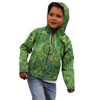 Polynesia Mother Nature Kid Hoodie Glowing Heart Spiral Tropical Vine Floral