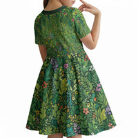 Polynesia Mother Nature Kid Short Sleeve Dress Glowing Heart Spiral Tropical Vine Floral